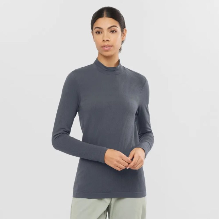 Dámské Tričko Salomon Essential Seamless Long Sleeve Černé | CZ 58PKVED